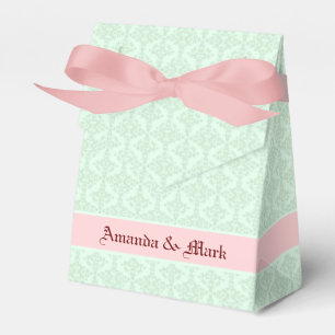 Ballotins Damassés floraux vert-menthe monogrammés 2