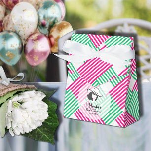 Ballotins Dame Chapeau Derby Grand Chapeau Rose Vert Rayures