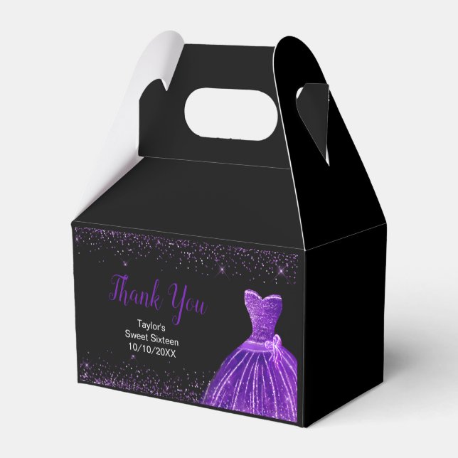 Ballotins Dark Purple Dress Faux Glitter Sweet 16 Birthday (Arrière)