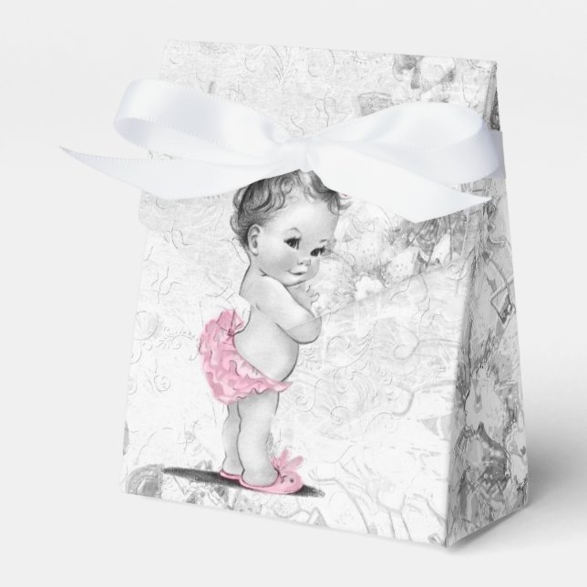 Ballotins de Baby shower rose et gris doux (Verso)