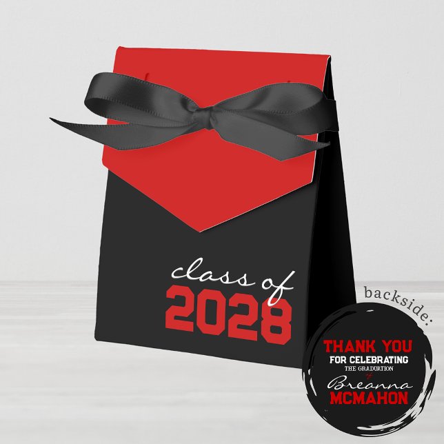 Ballotins de la Graduation Noir & Rouge (Black & Red Graduation Favor Boxes. With Personalization on Back)