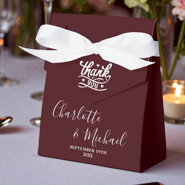 Ballotins Deep Burgundy Script Minimalist Wedding (Créateur téléchargé)