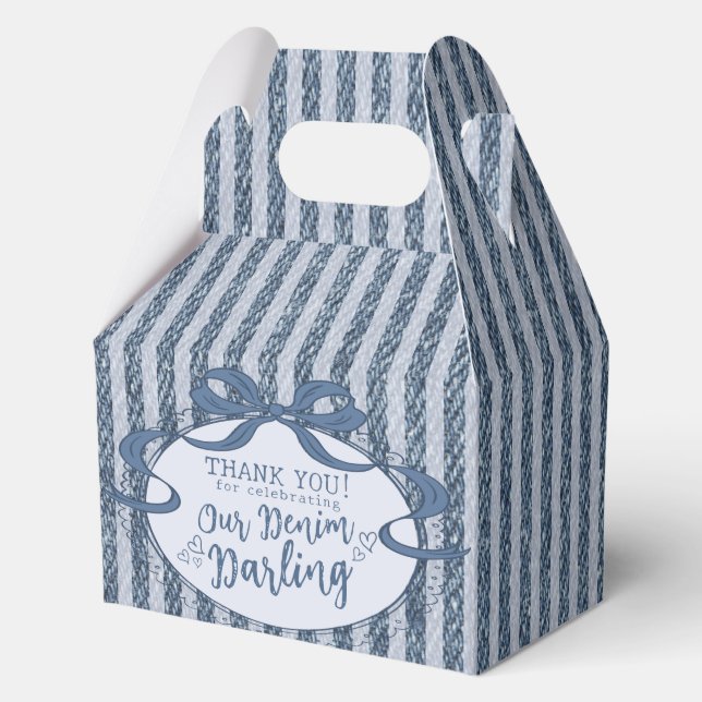 Ballotins Denim Coquette Bow Blue Jean Baby Birthday Favors (Recto)