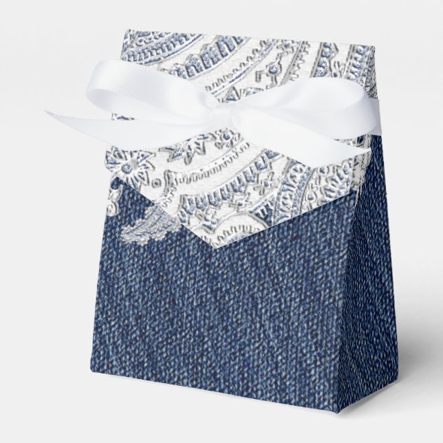 Ballotins Denim Jean & White Lace Élégante Mariage nuptiale (Verso)