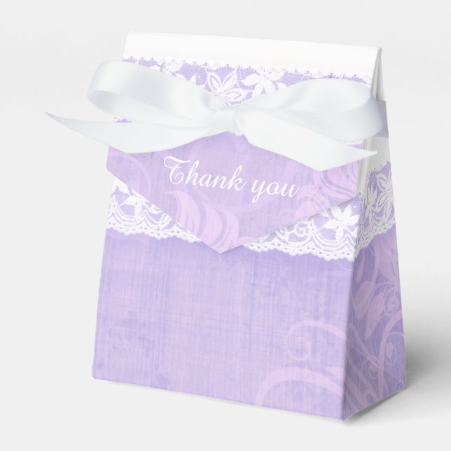 Ballotins Dentelle blanche violet rustique merci boîte cadea (Verso)