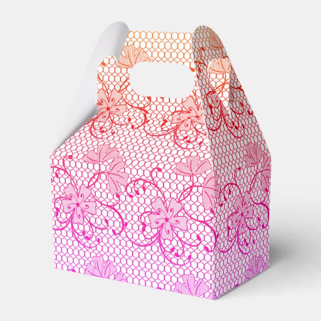 Ballotins Dentelle florale Motif nuances rose et orange (Verso)