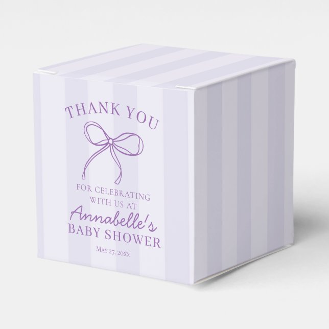 Ballotins Dessert de Baby shower Purple Coquette Bow (Verso)