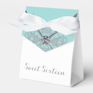 Ballotins Diamants blancs Turquoise bleu sucré 16 Anniversai