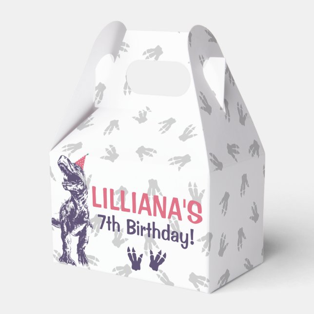 Ballotins Dinosaur T-Rex dans Casquette de fête rose et viol (Verso)