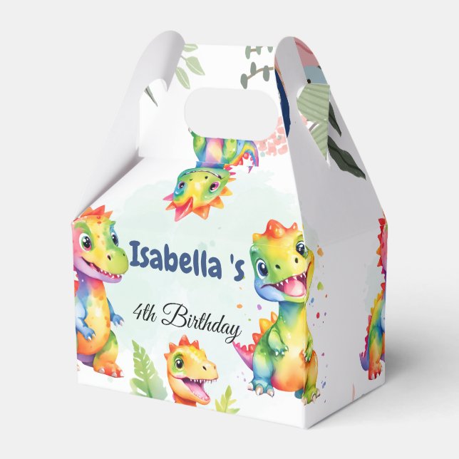 Ballotins Dinosaure Arc-en-ciel floral mignon Bonne fête d'a (Arrière)