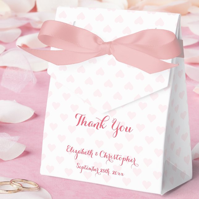 Ballotins DIY personnalisé élégant écriture cursive coeurs r (DIY Custom Personalized Elegant Script Pink Hearts Favor Boxes)