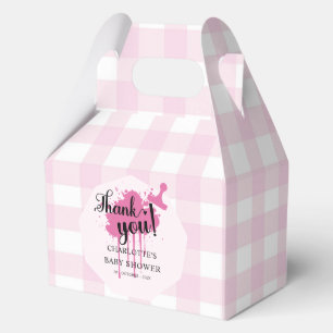 Ballotins Douce Baby Shower Rose Pâle à Carreaux pour Fille