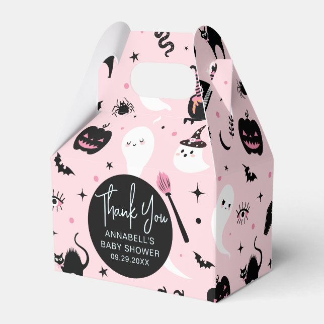 Ballotins Douche pour bébé rose et noir Halloween (Verso)