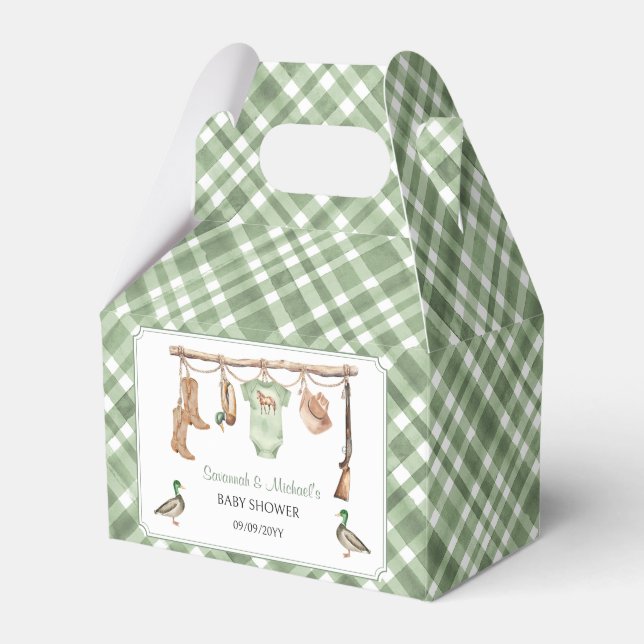 Ballotins Duck Hunter Baby Shower Favor Box (Verso)
