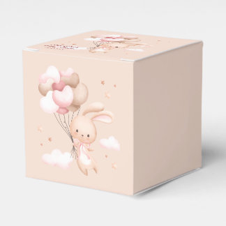 Ballotins Dusty Baby shower lapin de bois rose