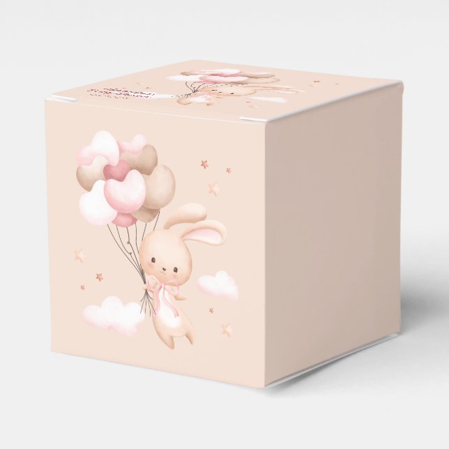 Ballotins Dusty Baby shower lapin de bois rose (Verso)