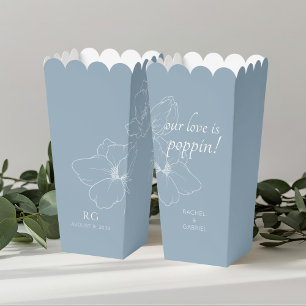 Ballotins Dusty Blue   Chic Floral Couple Popcorn