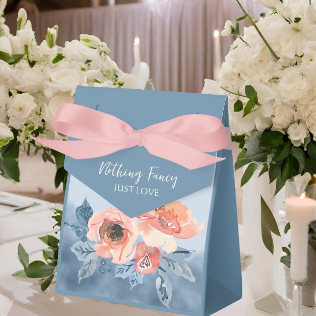 Ballotins Dusty Blue & Coral Rose Aquarelle Mariage Floral (Créateur téléchargé)