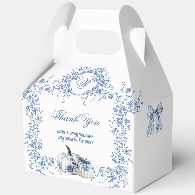 Ballotins Dusty Blue Toile Floral Citrouille Baby shower gar (Recto)