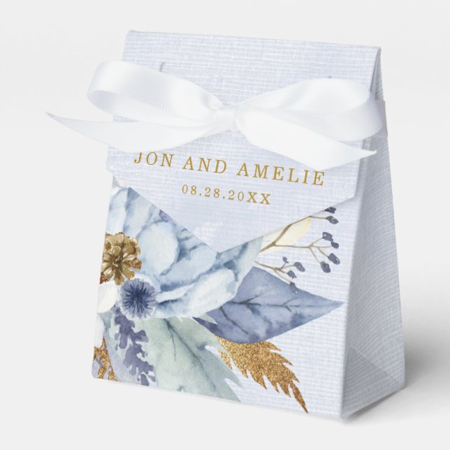 Ballotins Dusty Navy Blue Gold Peony Aquarelle Chic Mariage (Verso)