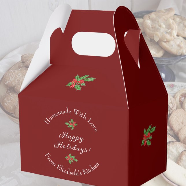 Ballotins Editable Holiday Baking Gift Red Happy Holidays (Créateur téléchargé)