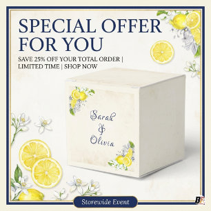 Ballotins Élégant Amalfi Citron & Mariage Floral Navy