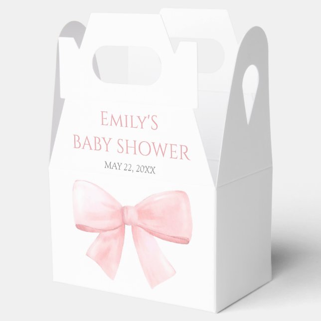 Ballotins Élégant Baby shower de fille Rose Pastel Bow Blush (Ouvert)
