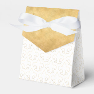 Ballotins Élégant Ballotin cadeau Fleur De Lis Blanc & Or