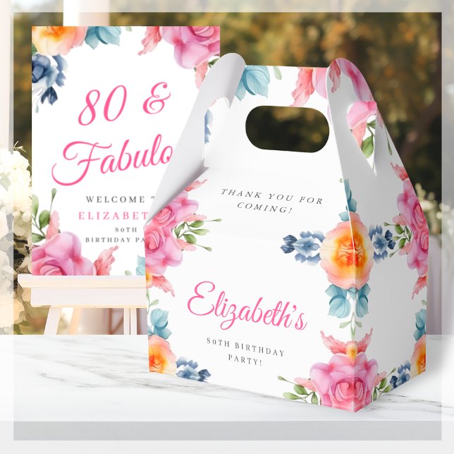 Ballotins Élégant Ballotin floral 80e anniversaire (Créateur téléchargé)