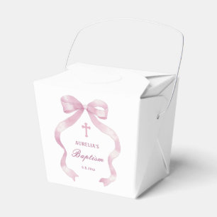 Ballotins Élégant Baptême De Bow Rose Sortir