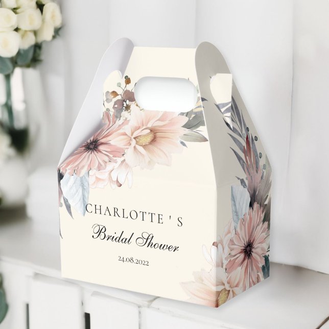 Ballotins Élégant, Beige & Pastel Boho Bridal Shower  (Elegant, Beige & Pastel Boho Bridal Shower Favor Boxes with your name and date.)