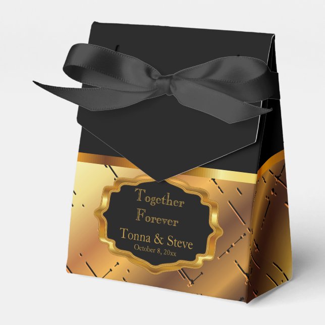 Ballotins Elegant Black and Gold Favor Box (Verso)
