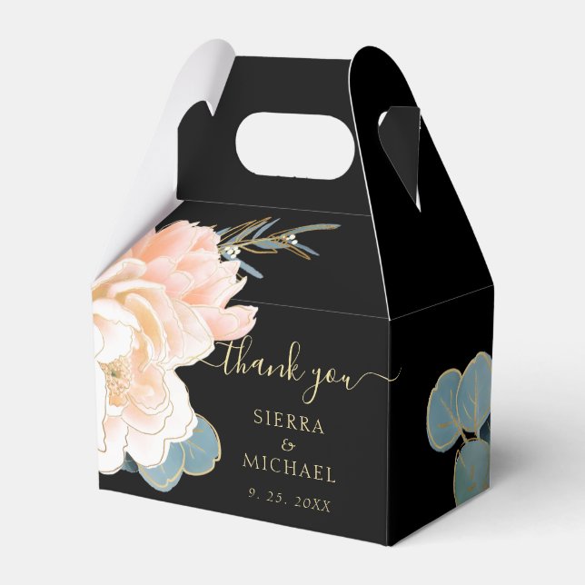 Ballotins Élégant Black Gold Peach Cream Floral Mariage (Verso)