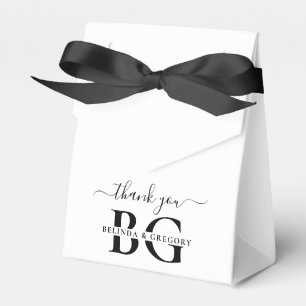 Ballotins Élégant blanc et noir Mariage des initiales de mon