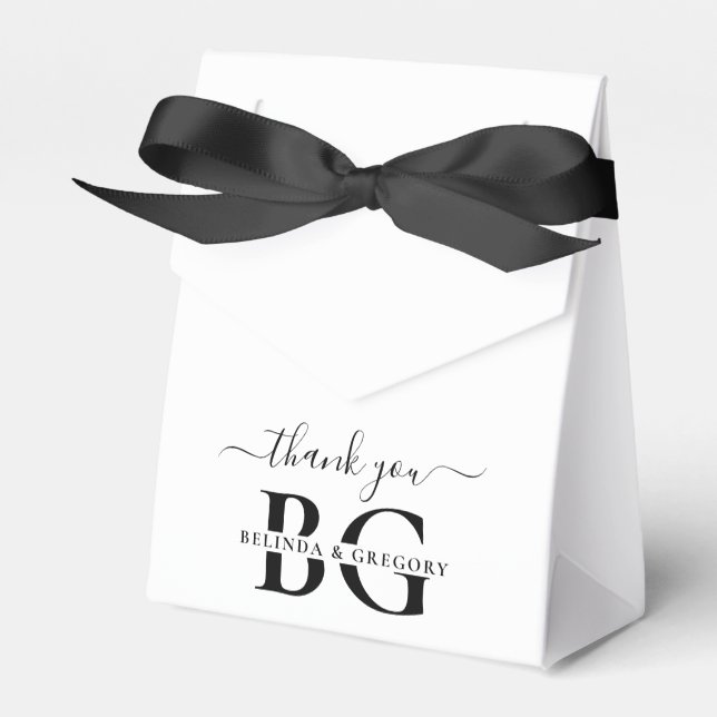 Ballotins Élégant blanc et noir Mariage des initiales de mon (Verso)