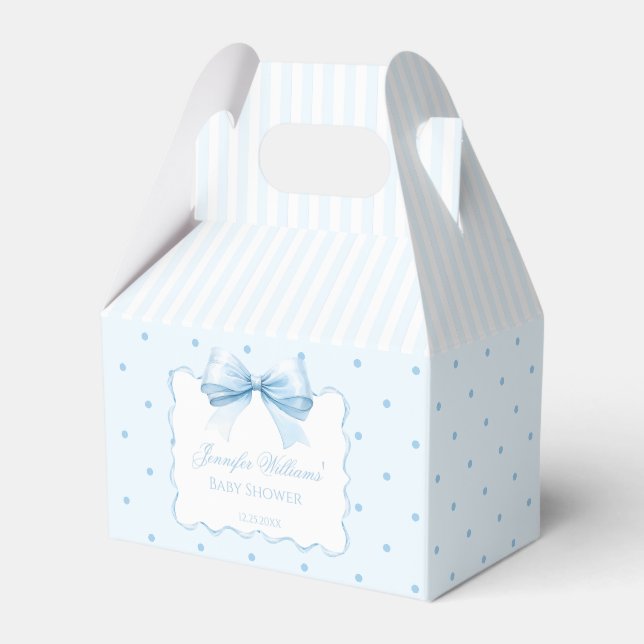 Ballotins Elégant bleu arc polkadot bébé garçon douche (Verso)
