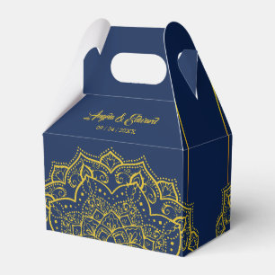 Ballotins Elégant Bleu Et Or Mandala Wedding Favor Box