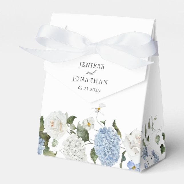 Ballotins Elégant bleu Hydrangea Roses blanches Mariage flor (Verso)