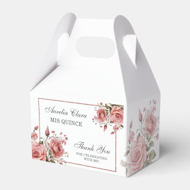 Ballotins Elégant Blush rose Floral Quinceañera Anniversaire (Verso)