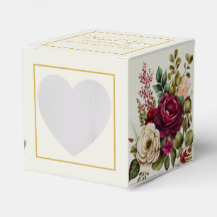 Ballotins Elégant Bourgogne Floral Roses mariage Favor Boxes