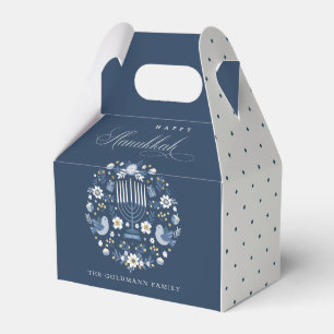 Ballotins Elégant Classy Navy Blue Happy Hanoukka Floral