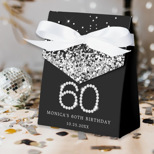 Ballotins Elégant Diamants d'argent noir 60e anniversaire (Créateur téléchargé)