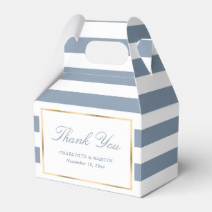 Ballotins Elégant Dusty Blue Stripes Mariage Merci