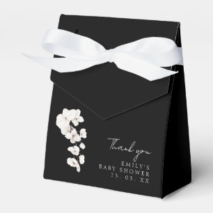 Ballotins Élégant Favor de Naissance Orchidée Noir et Blanc