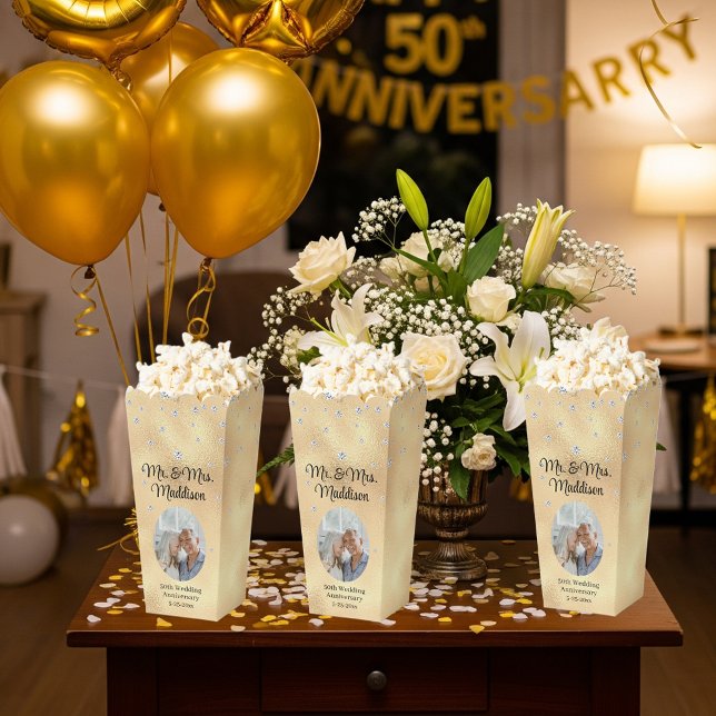 Ballotins Elégant Gold Foil & 50e Anniversaire Popcorn (Créateur téléchargé)