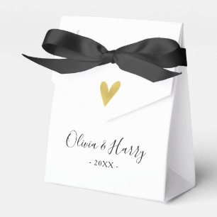 Ballotins Elégant Gold Heart Chic White Wedding Favor Box