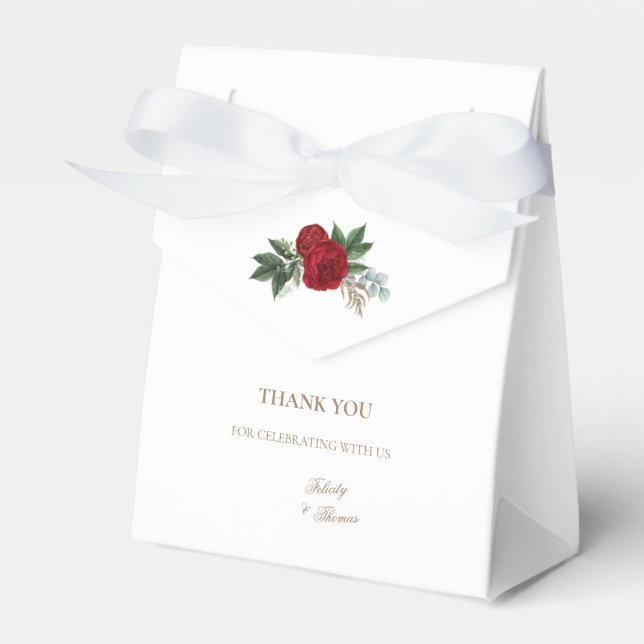 Ballotins Élégant Gold Script Rouge Floral Merci (Verso)