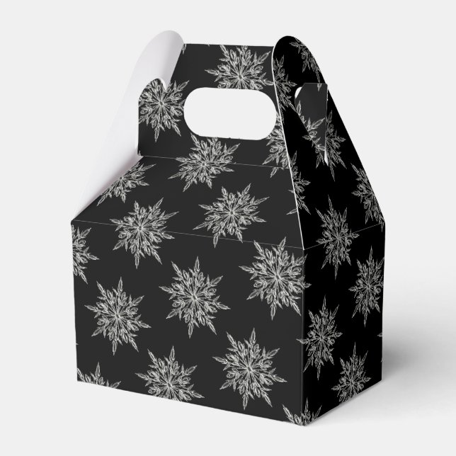 Ballotins Elegant Ice Crystals Snowflakes Pattern on Black (Verso)