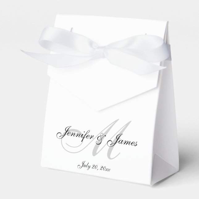 Ballotins Élégant M Monogramme | Boîtes De Faveur De Mariage (Verso)