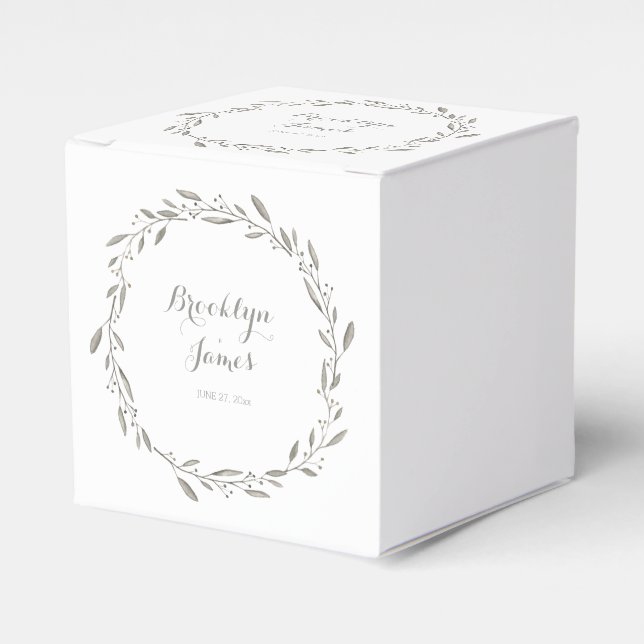 Ballotins Elégant mariage Ballotin Gris Floral Wreath (Verso)